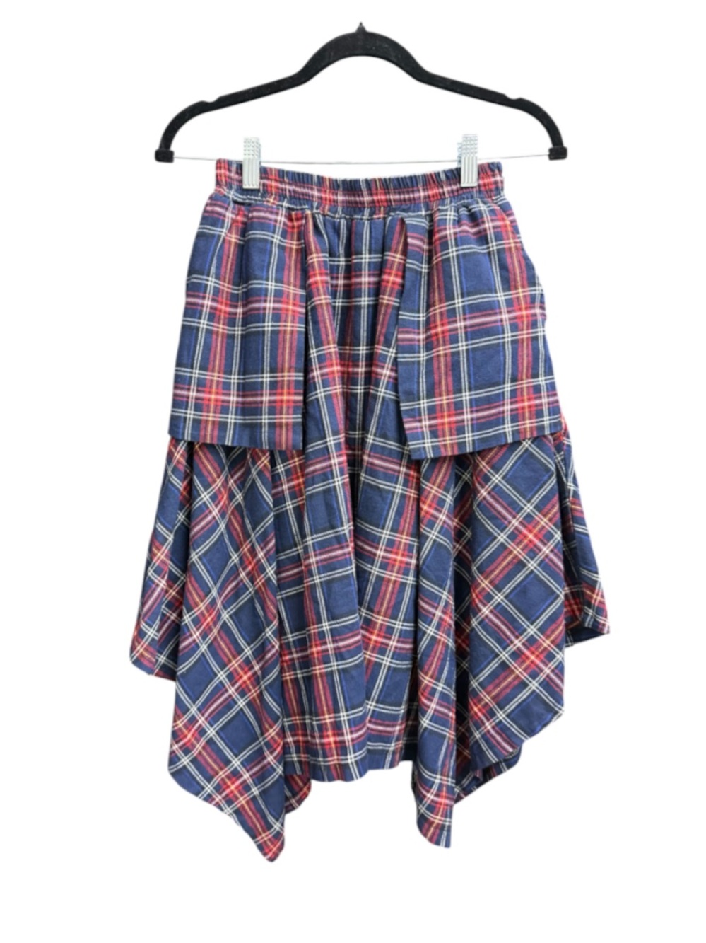 Stella Marina Collezione Italian Plaid Asymmetrical Layered Skirt M/L